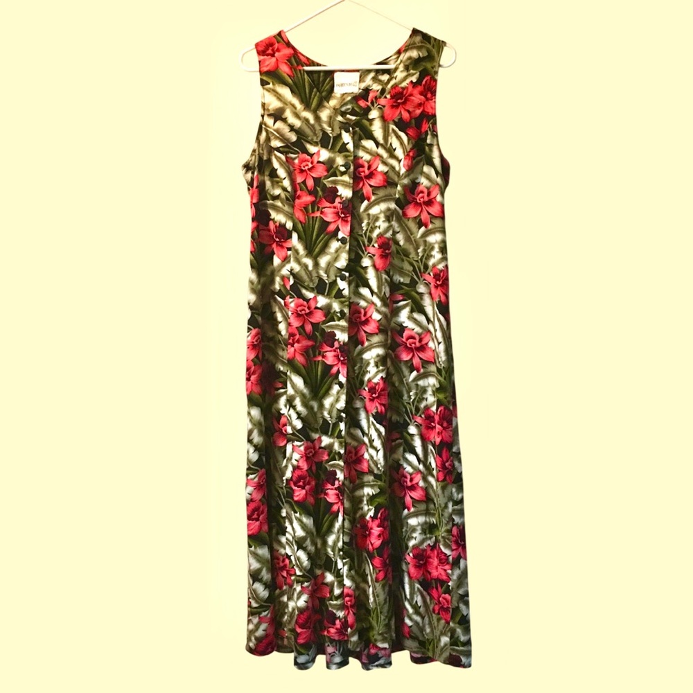 Vintage Fashion Bug Sleeveless Tropical Maxi Dress